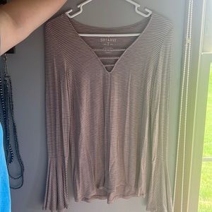 Light pink and white stripped American Eagle long sleeve